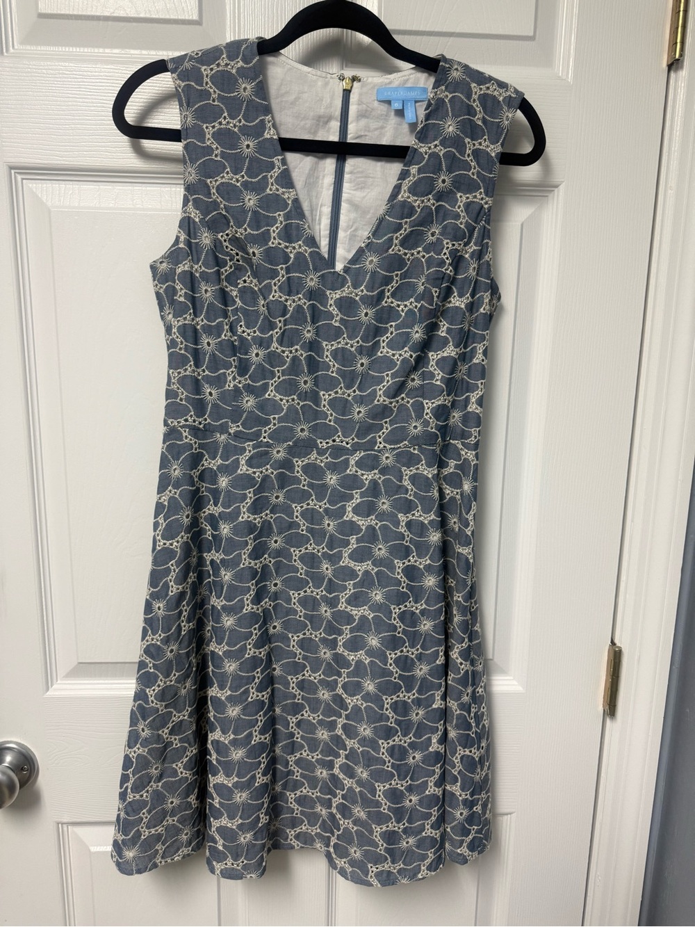 Draper James Blue Dress with Cream Lace Overlay